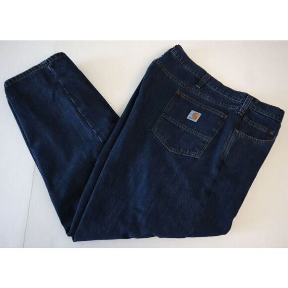 Carhartt BD4942-M Men's Sz 44x30 Blue Relaxed Fit Flannel Lined 5-Pocket Jeans - Picture 10 of 11